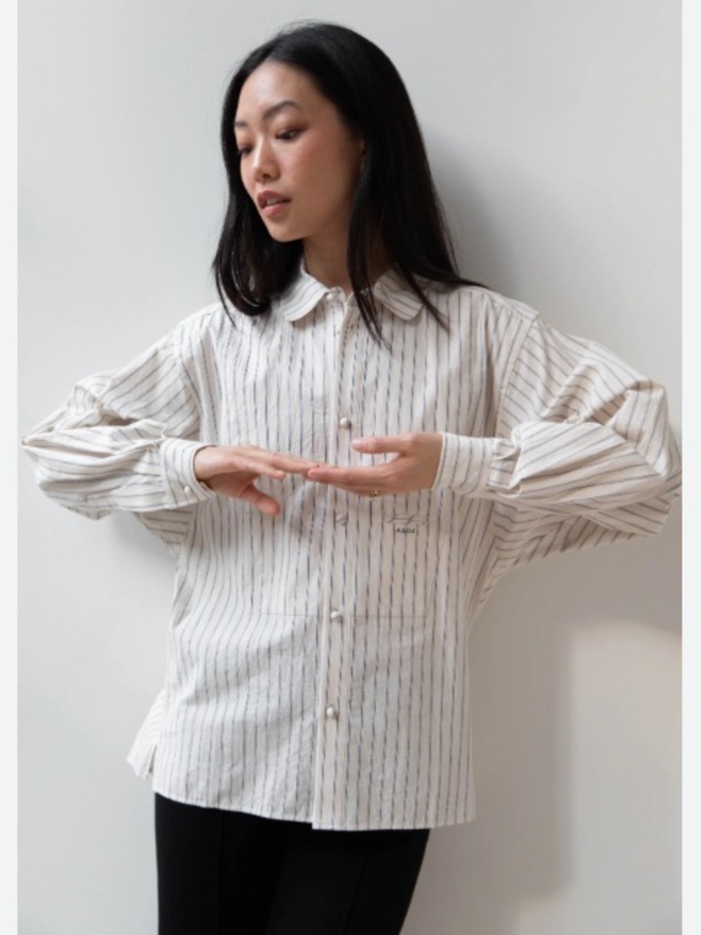 Aseedonclöud Sankayo Classic Shirt in Stripe NWT Women’s Off White Button Front